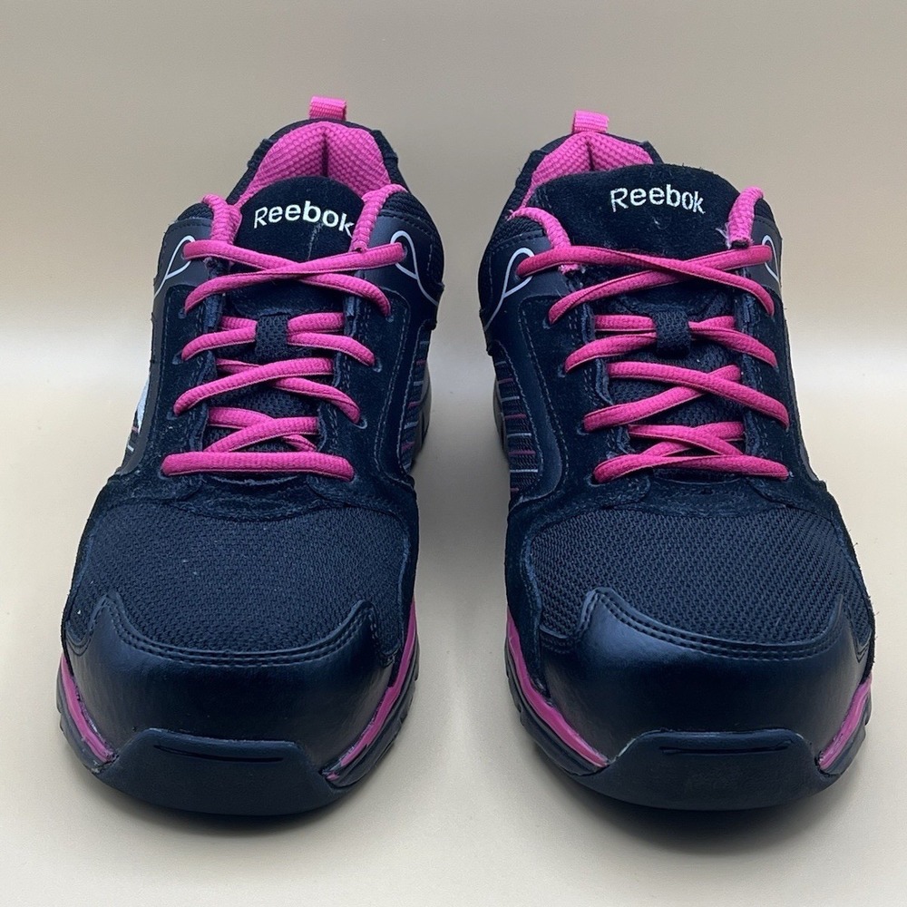 Reebok Anomar Black Pink Leather Composite Toe Work Shoes - Women's Size 11 - Picture 3 of 10